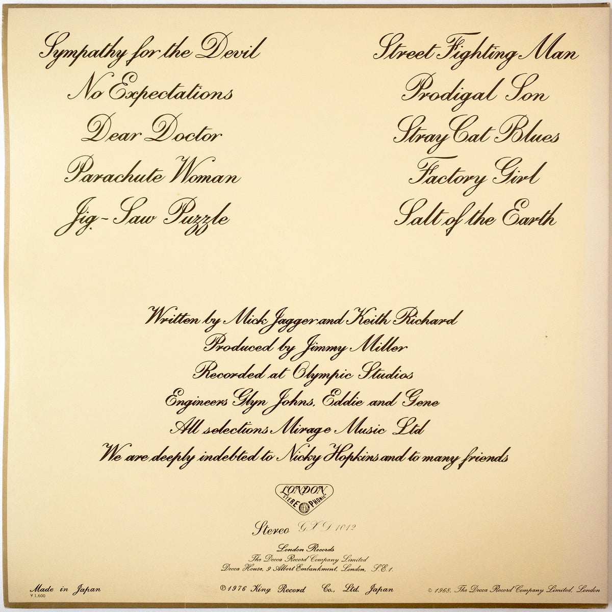 Rolling Stones – Beggars Banquet LP