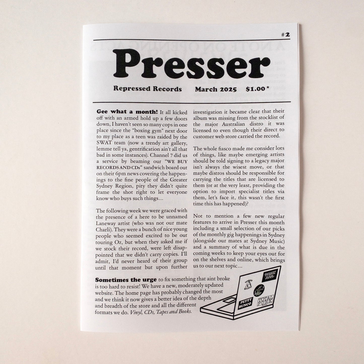 Presser #2 March 2025 - Zine/Newsletter