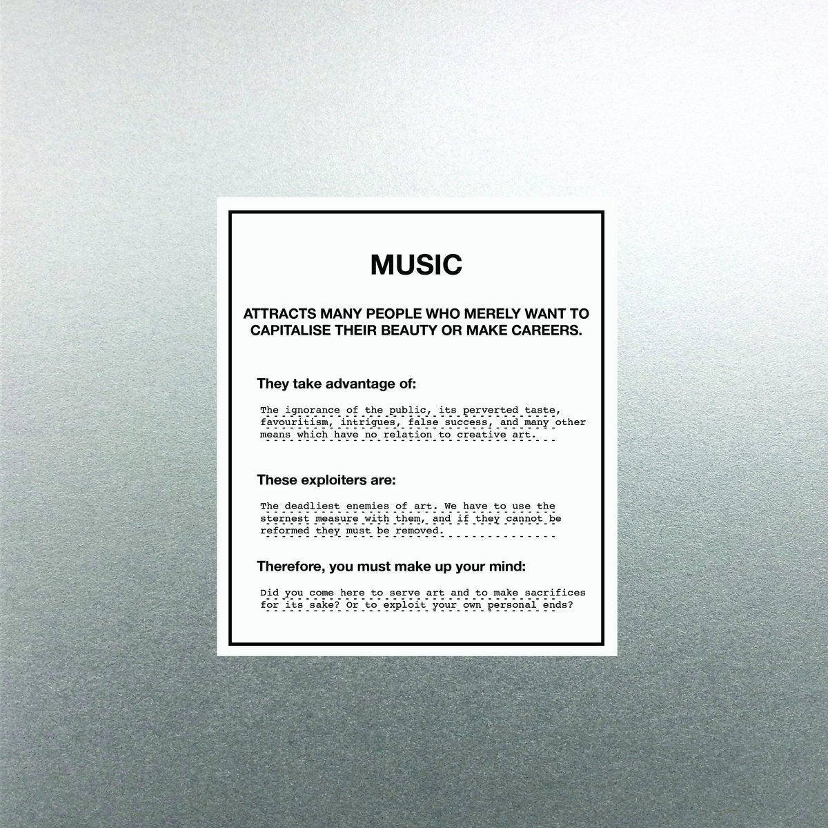 Mark - So You Betrayed The Creative Arts For Your Own Personal Ends LP