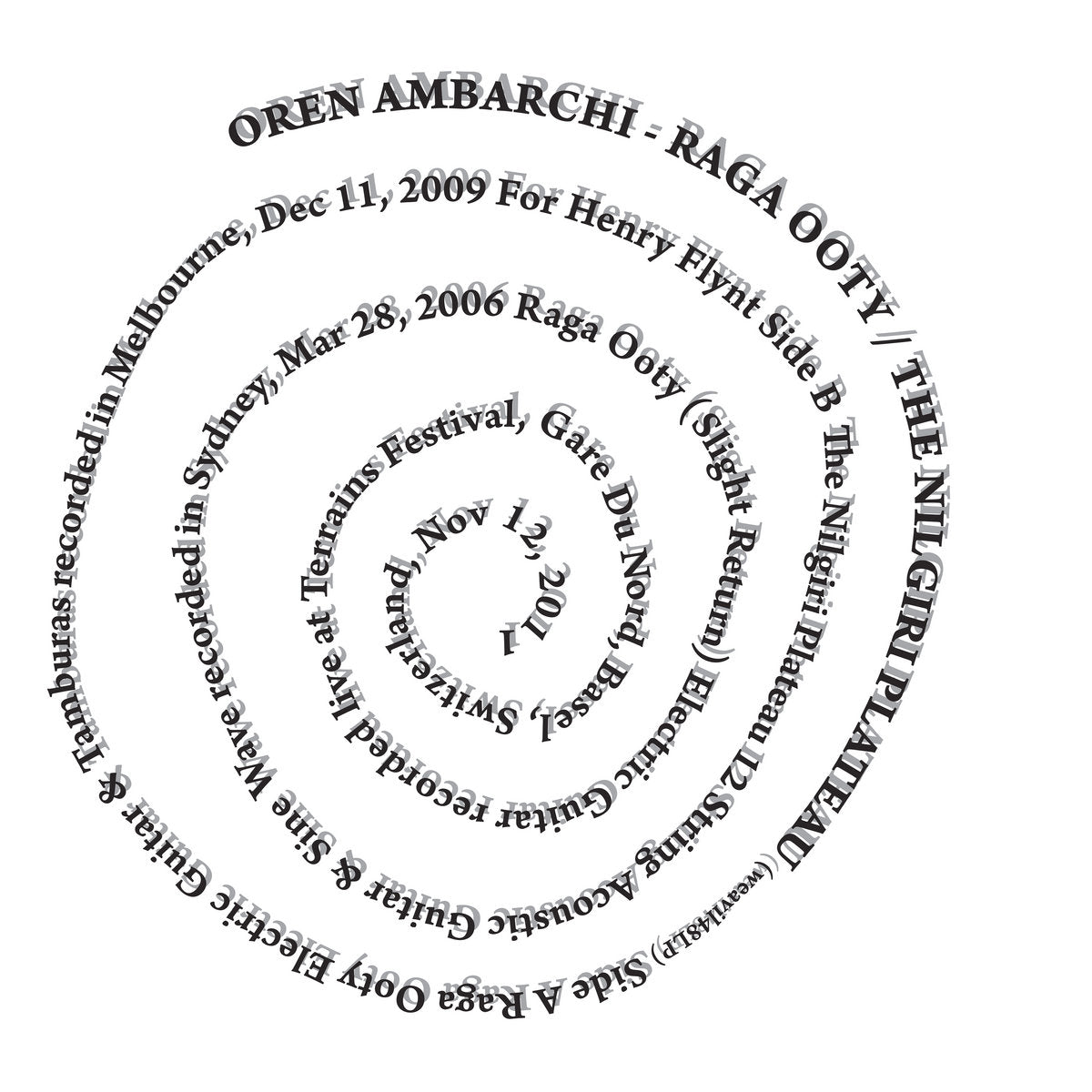 Oren Ambarchi - Raga Ooty / The Nilgiri Plateau 12"