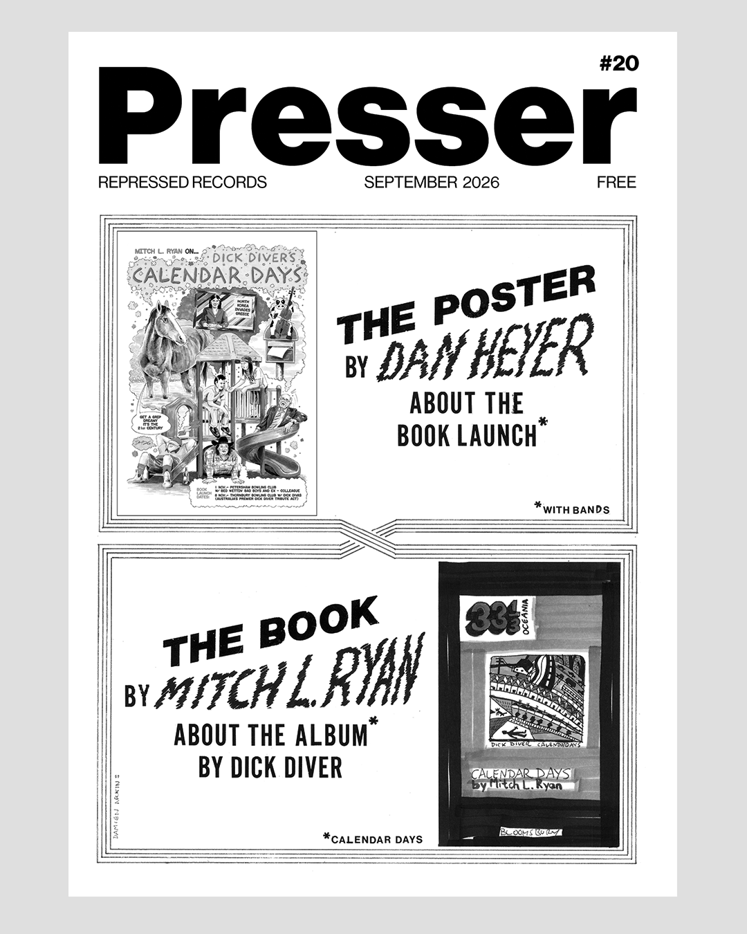 Presser Zine/Newsletter #20 - SEPTEMBER 2026 (B+W Print Edition)