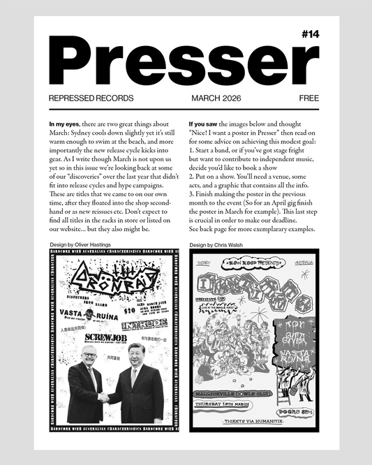 Presser Zine/Newsletter #14 - MARCH 2026 (B+W Print Edition)