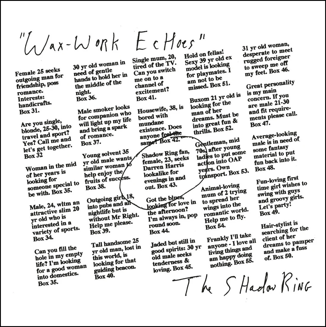 The Shadow Ring - Wax-Work Echoes LP