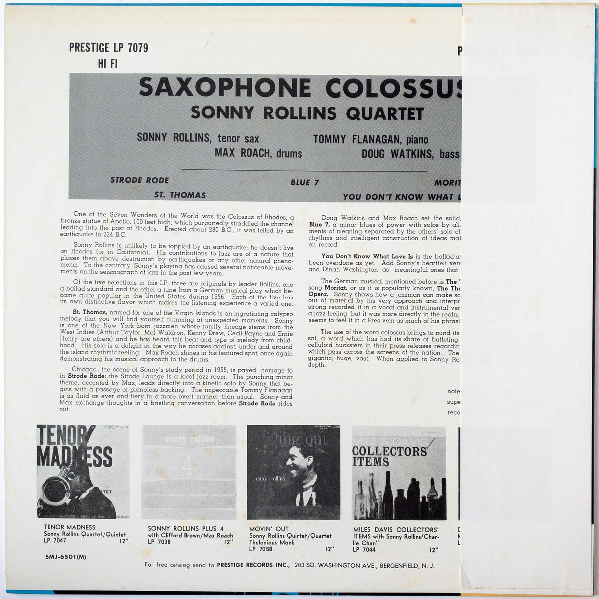 Sonny Rollins  – Saxophone Colossus LP