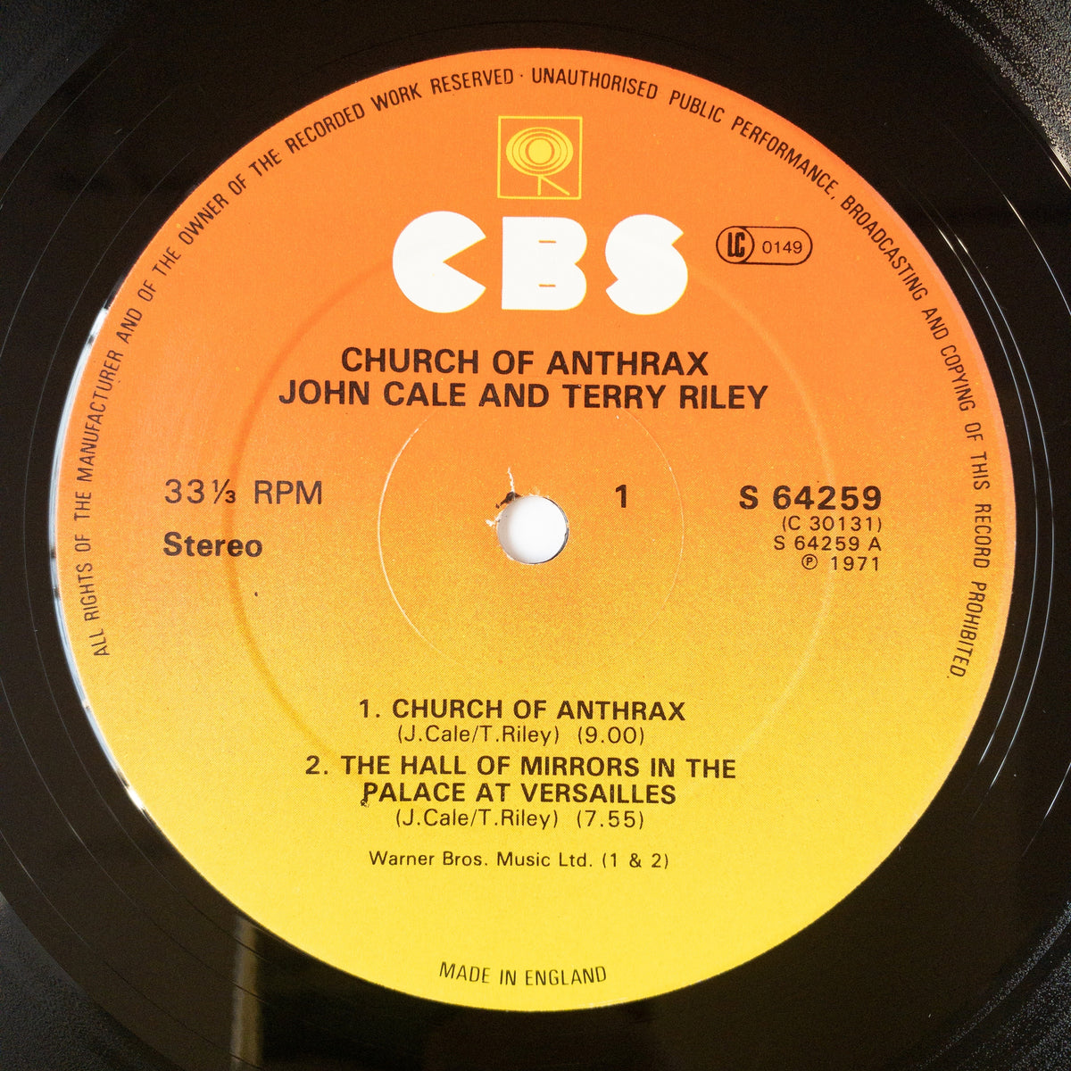 John Cale & Terry Riley – Church Of Anthrax LP
