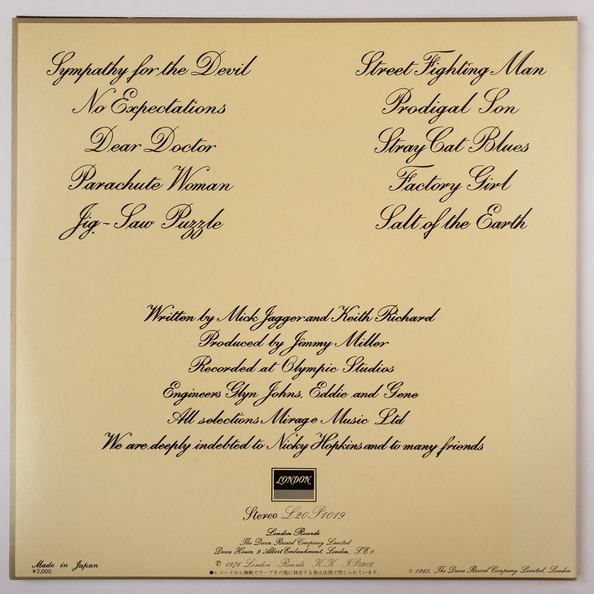 The Rolling Stones – Beggars Banquet LP