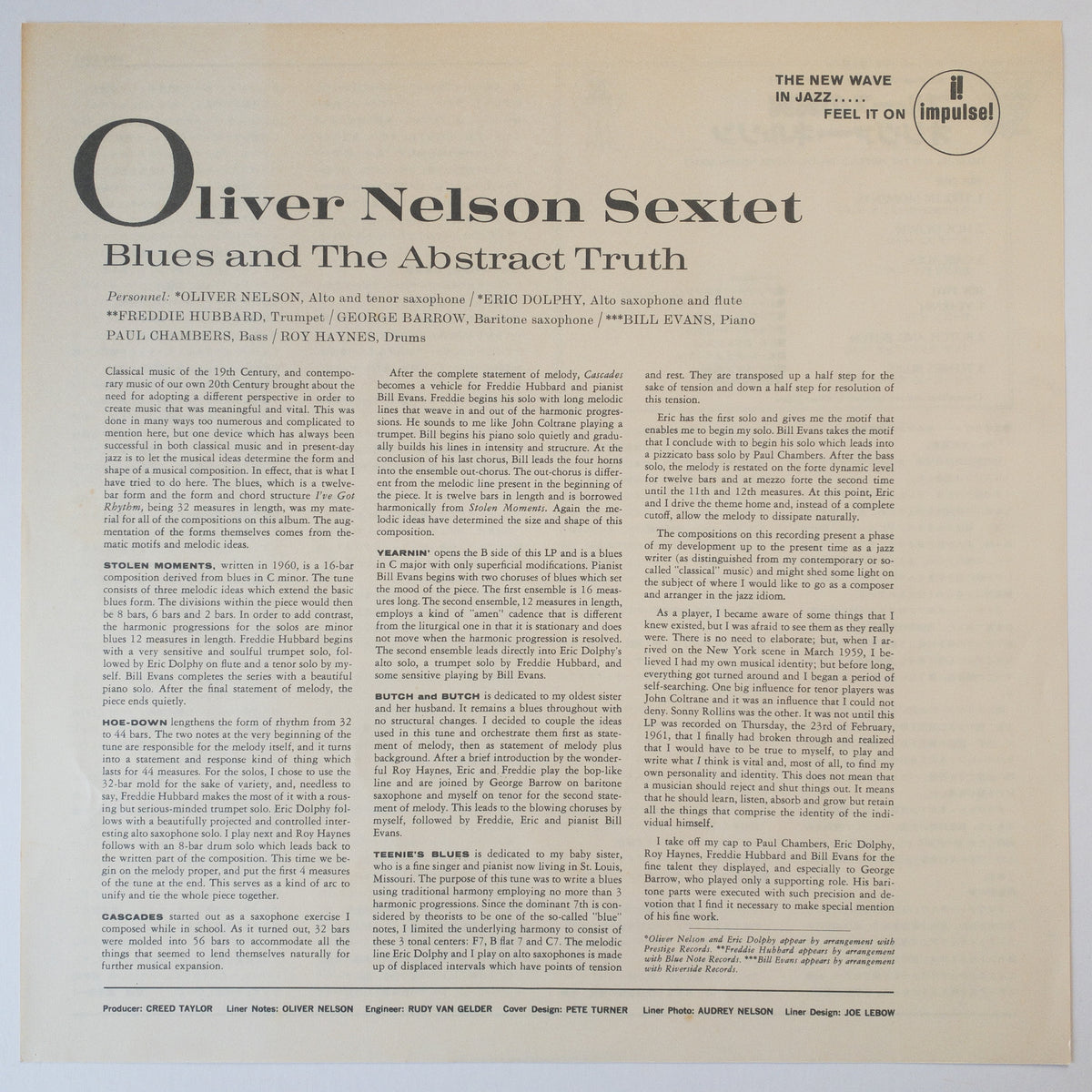 Oliver Nelson – The Blues And The Abstract Truth LP