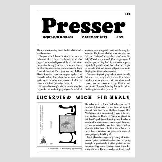 Presser Zine/Newsletter #10 - November 2025 (B+W Print Edition)